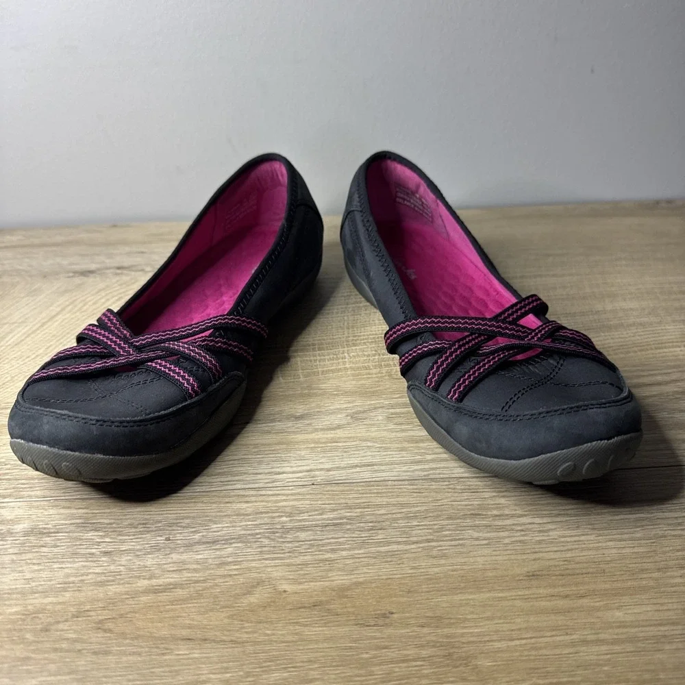 Clarks Shoes Gray Pink Flats Nubuck Suede Cushioned‎ Slip On Neutral Casual 7